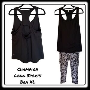 Champion LONG sports bra. XL. Impossible to find! Solid Black.